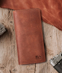 Handmade Brown Long Leather Wallet