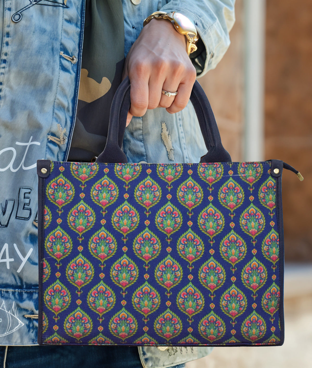 Blue Printed Canvas Bag