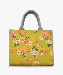 Neon Green Flower Canvas Bag