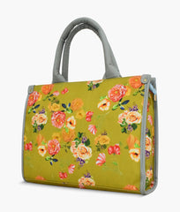 Neon Green Flower Canvas Bag