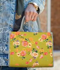 Neon Green Flower Canvas Bag